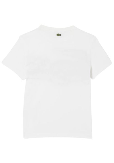 White cotton T-shirt for children LACOSTE | TJ8460/MABIANCO/VERDE