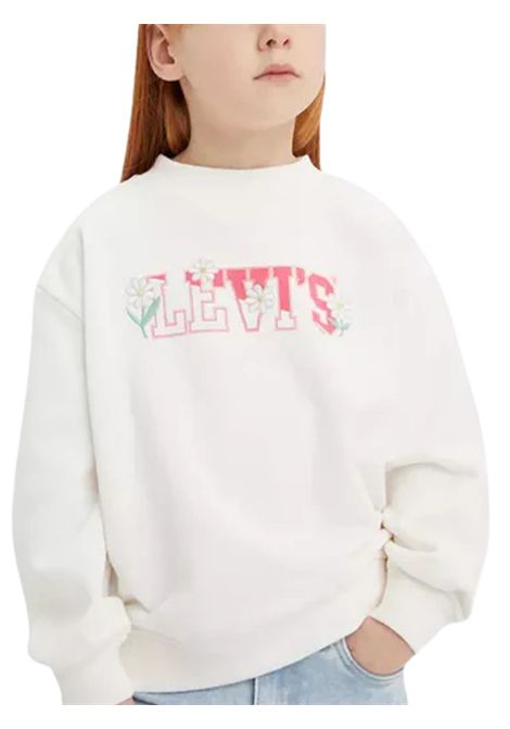 Felpa bambina bianca in cotone LEVI'S | 3EK796/MOBIANCO