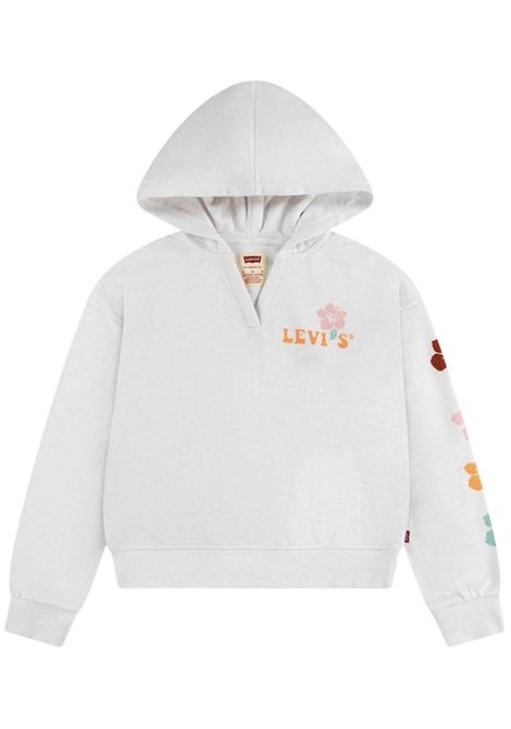 Felpa bambina bianca in cotone LEVI'S | 4EK175/MOBIANCO