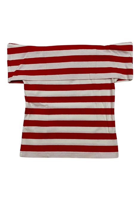 T-shirt bambina bianco/rosso in cotone Manila Grace | 102TMJS25/SUBIANCO/ROSSO