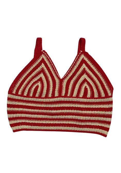 Top bambina filo rosso/beige Manila Grace | 106YMJS25/SUROSSO/BEIGE