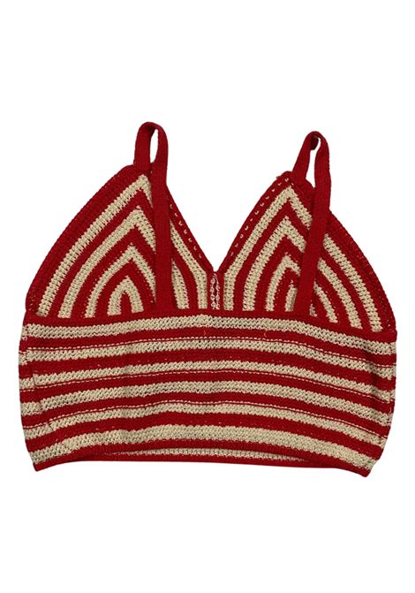 Top bambina filo rosso/beige Manila Grace | 106YMJS25/SUROSSO/BEIGE