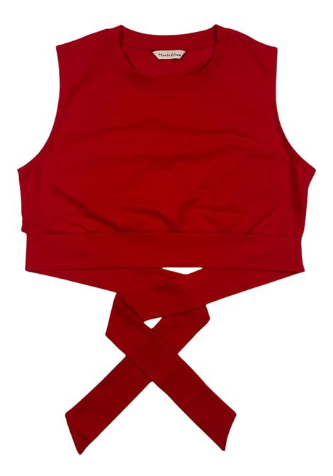 Top bambina rosso in cotone Manila Grace | 130YMJS25/SUROSSO