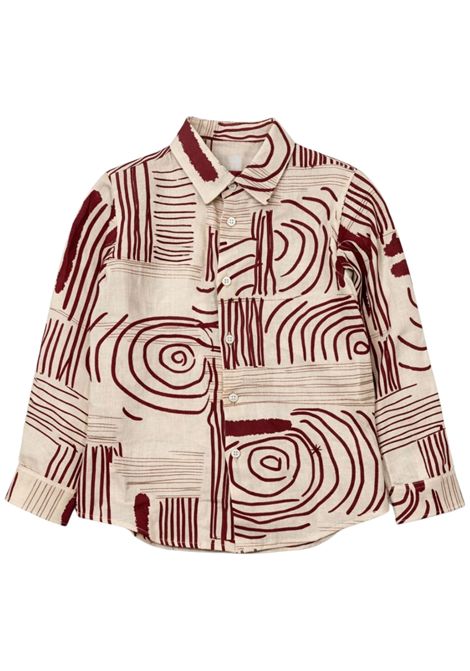 Camicia bambino bordeau in lino Manuel Ritz | 3271BORDEAU