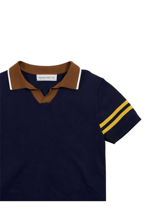 Polo bambino blu in viscosa Manuel Ritz | 3355BLU