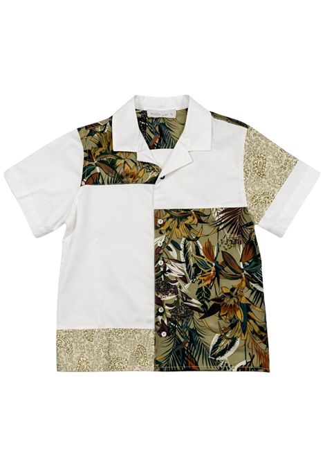 White/green cotton children's shirt Manuel Ritz | 3380BIANCO/VERDE