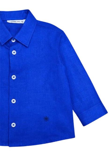 Turquoise linen baby shirt Manuel Ritz | 3459blu