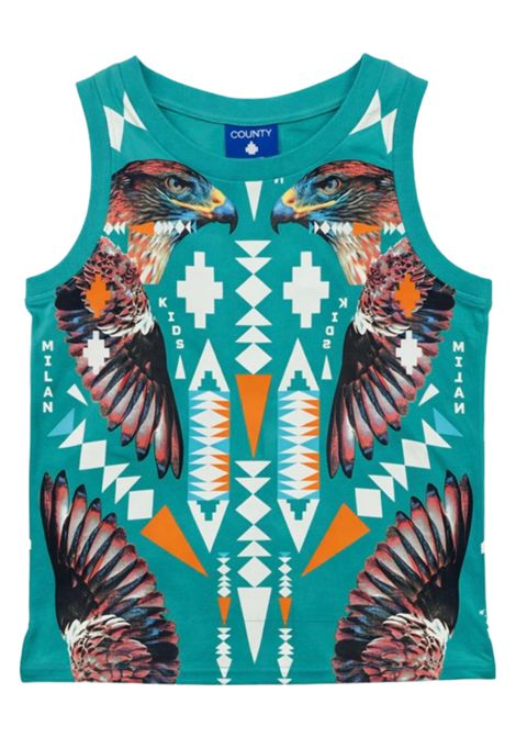 Canotta bambino verde acqua in cotone MARCELO BURLON | BTA044VERDE ACQUA