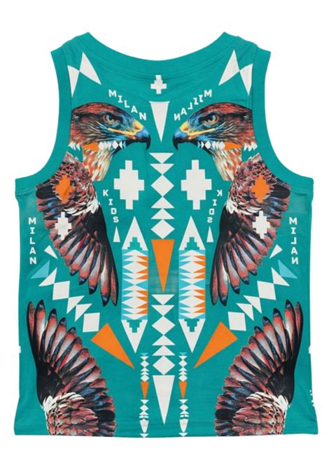 Canotta bambino verde acqua in cotone MARCELO BURLON | BTA044VERDE ACQUA