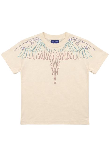 T-shirt bambina panna in cotone MARCELO BURLON | S6CMJGTH110PANNA