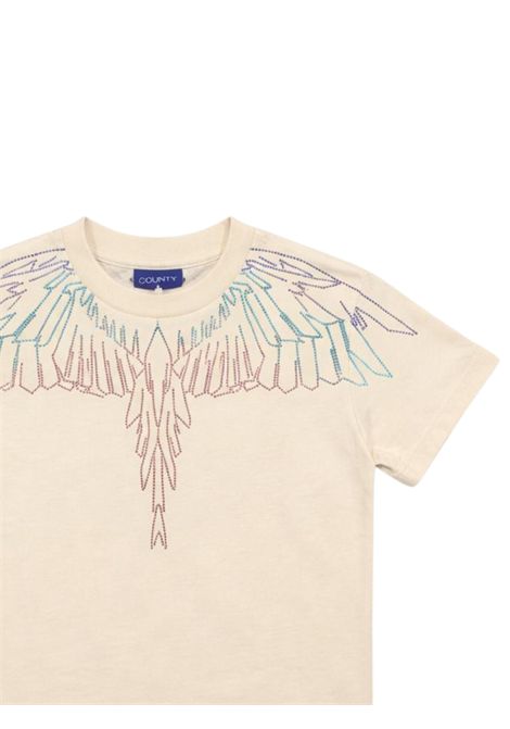 T-shirt bambina panna in cotone MARCELO BURLON | S6CMJGTH110PANNA