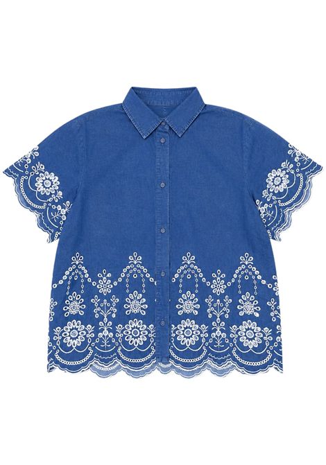 Camicia bambina blu in cotone denim MC2 SAINT BARTH | 004733LL/DEBBLU