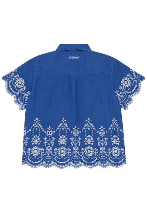 Camicia bambina blu in cotone denim MC2 SAINT BARTH | 004733LL/DEBBLU