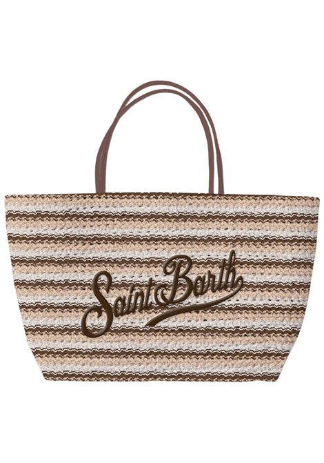 Borsa bambina crochet tote stripes tris MC2 SAINT BARTH | 09545L/ANBEIGE