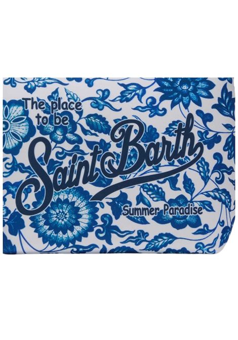Pochette MC2 SAINT BARTH Aline in scuba con stampa maiolica fiorata blu MC2 SAINT BARTH | ALI002100777LBIANCO/BLU