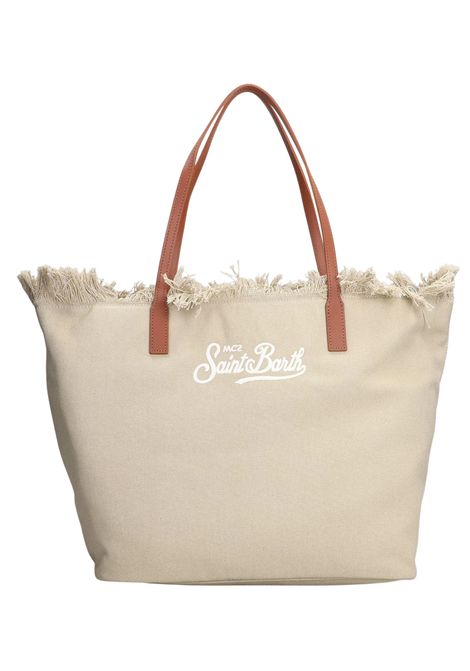 Borsa Saint Barth Mc2 TOTE CITY BAG FRINGE IN TELA BEIGE MC2 SAINT BARTH | CBMF00101741LBEIGE