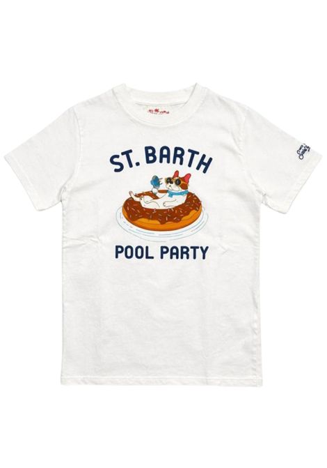 T-shirt bambino bianca in cotone MC2 SAINT BARTH | DOG POOL/ANBIANCO