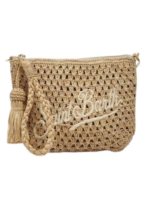 Pouch MC2 SAINT BARTH in rafia intrecciata naturale con logo ricamato  MC2 SAINT BARTH | RAFP0100878LPAGLIA