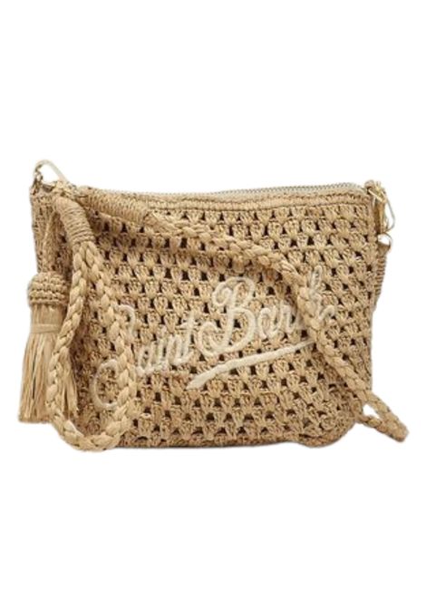 Pouch MC2 SAINT BARTH in rafia intrecciata naturale con logo ricamato  MC2 SAINT BARTH | RAFP0100878LPAGLIA