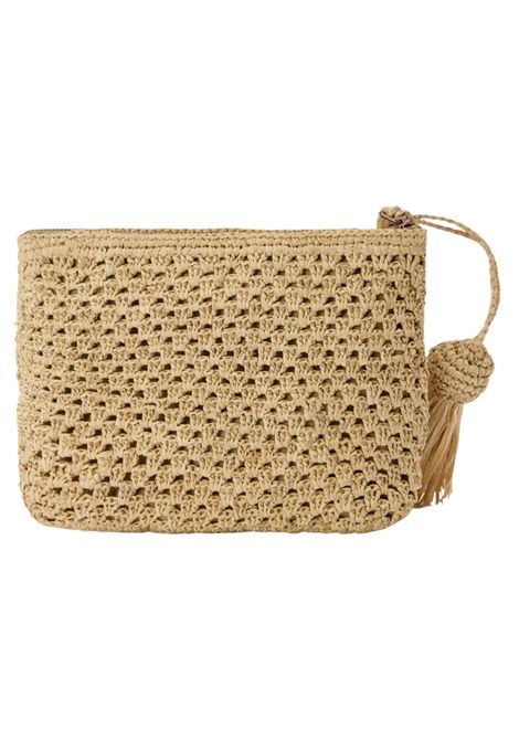 Pouch MC2 SAINT BARTH in rafia intrecciata naturale con logo ricamato  MC2 SAINT BARTH | RAFP0100878LPAGLIA