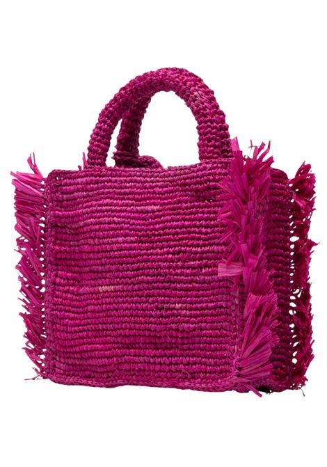 Borsa MC2 SAINT BARTH tote Vanity in rafia con logo ricamato colore fucsia MC2 SAINT BARTH | VAMI01700453LFUCSIA