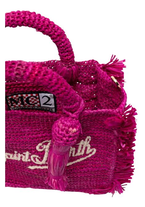 Borsa MC2 SAINT BARTH tote Vanity in rafia con logo ricamato colore fucsia MC2 SAINT BARTH | VAMI01700453LFUCSIA