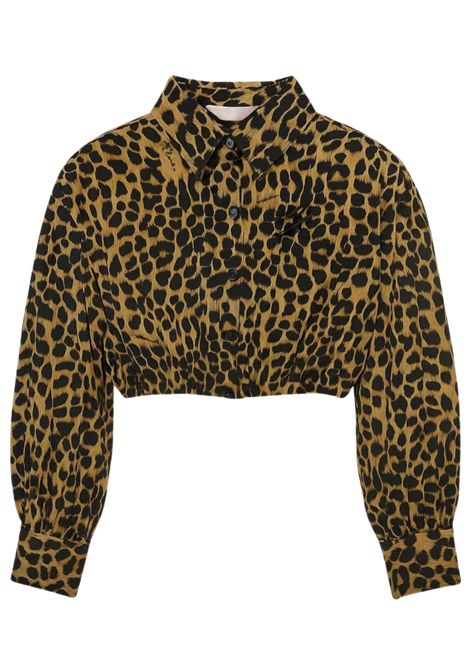 Girls' leopard-print cotton shirt Miss Blumarine | BFCA0100/MALEOPARDATO