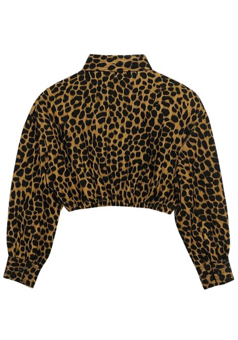 Girls' leopard-print cotton shirt Miss Blumarine | BFCA0100/MALEOPARDATO
