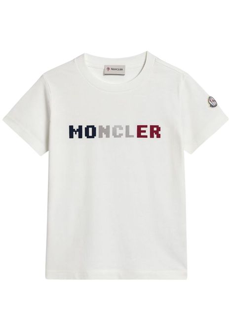 White cotton T-shirt for children Moncler | 8C000048/CEBIANCO