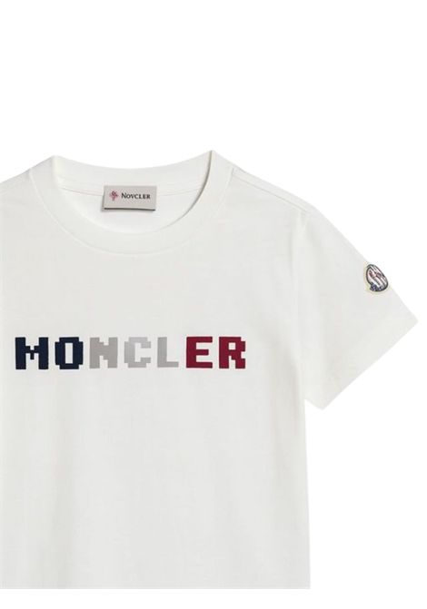 White cotton T-shirt for children Moncler | 8C000048/CEBIANCO