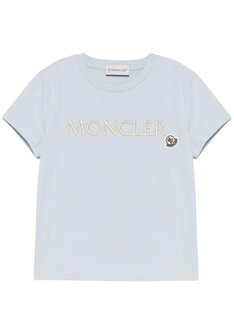 T-shirt bambina azzurra in cotone Moncler | 8C0001389ATMJ2/DELAZZURRO