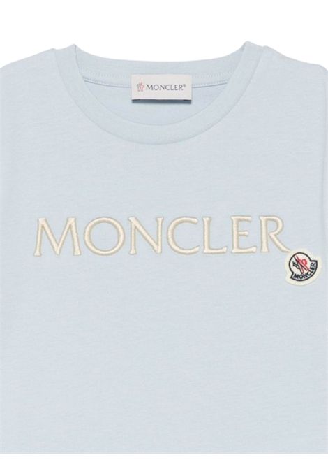 Girls' light blue cotton T-shirt Moncler | 8C0001389ATMJ2/DELAZZURRO
