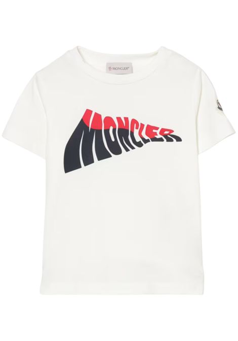 T-shirt bambino bianca in cotone Moncler | 8C0003189AFV/DELBIANCO