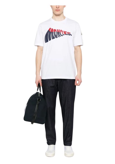 White cotton T-shirt for children Moncler | 8C0003189AFV/DELBIANCO