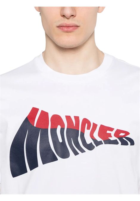 White cotton T-shirt for children Moncler | 8C0003189AFV/DELBIANCO