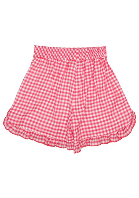 Shorts bambina in cotone e viscosa Monnalisa | 11E4235115/ANBIANCO/ROSSO