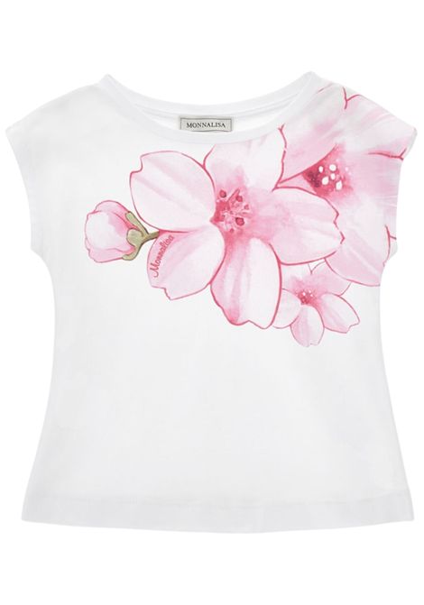 T-shirt neonata bianca in cotone Monnalisa | 11E60852022/ANBIANCO