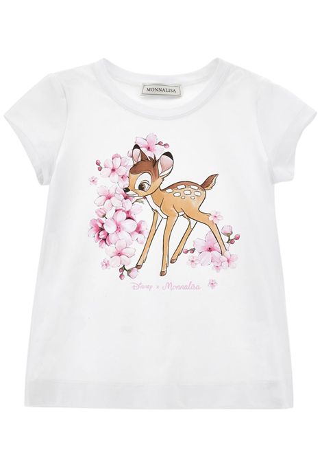White cotton T-shirt for girls Monnalisa | 11E6125202/ANBIANCO