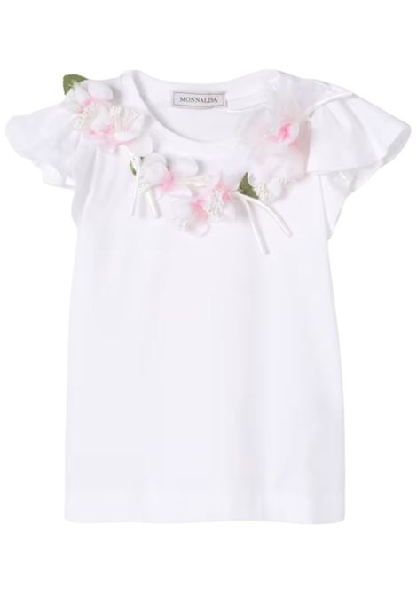 T-shirt bambina bianca in cotone Monnalisa | 11E6135202/ANBIANCO