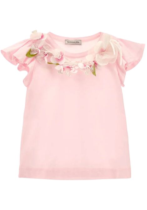 Pink cotton baby T-shirt Monnalisa | 11E613J/MAROSA