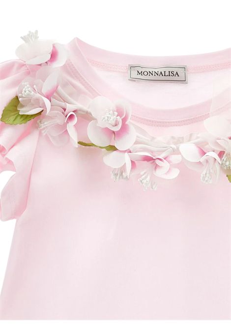 Pink cotton baby T-shirt Monnalisa | 11E613J/MAROSA