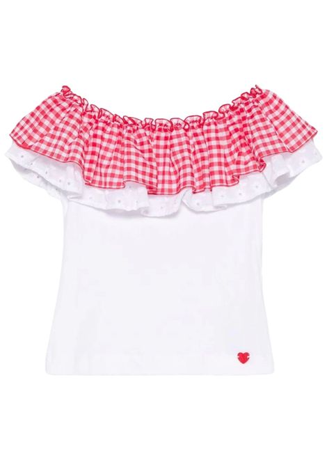 White cotton T-shirt for girls Monnalisa | 11E6275202/ANBIANCO