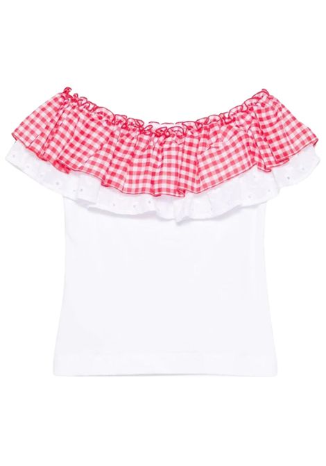 White cotton T-shirt for girls Monnalisa | 11E6275202/ANBIANCO