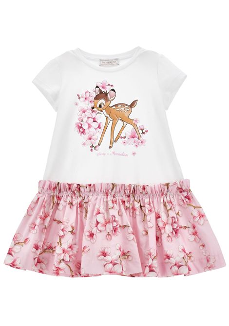 Abito neonata bianco/rosa in cotone Monnalisa | 11E9065202/ANBIANCO/ROSA