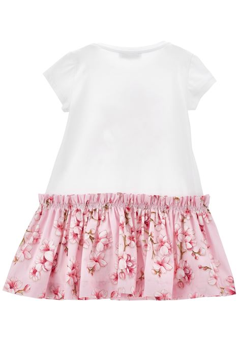 White/pink cotton baby dress Monnalisa | 11E9065202/ANBIANCO/ROSA