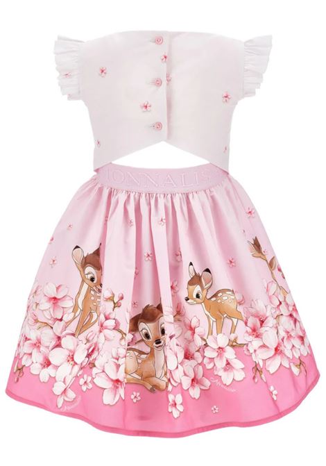 Pink cotton baby dress Monnalisa | 11E9125627/ANROSA