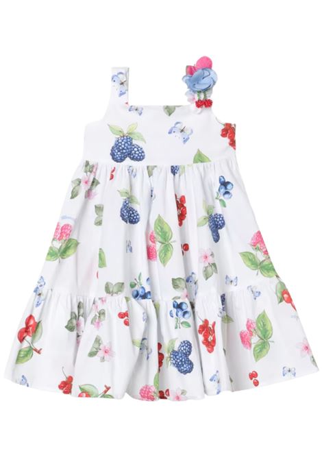 Abito bambina bianco a fiori Monnalisa | 11E9225673/ANBIANCO
