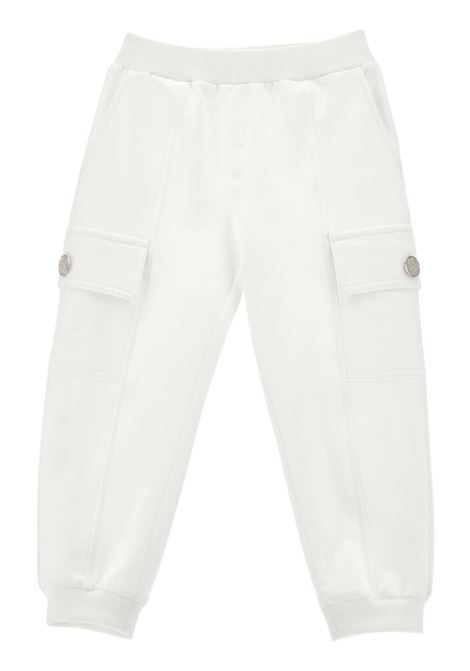 White cotton trousers for girls Monnalisa | 17E4025030/ANBIANCO