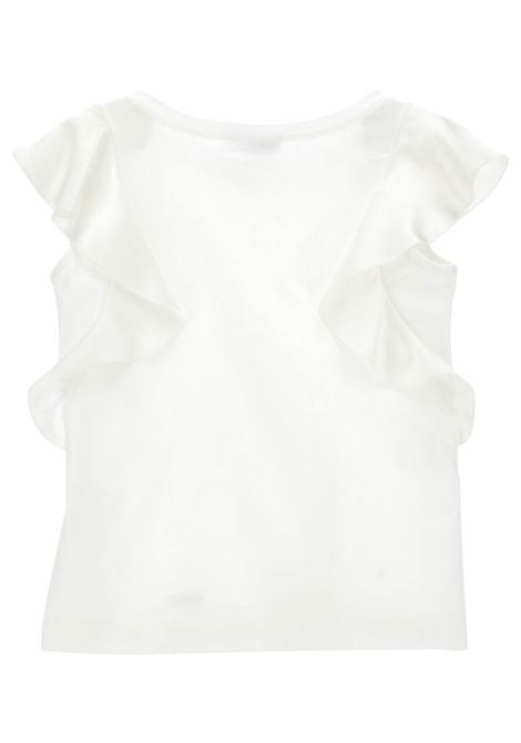 White cotton T-shirt for girls Monnalisa | 17E6015202/ANBIANCO