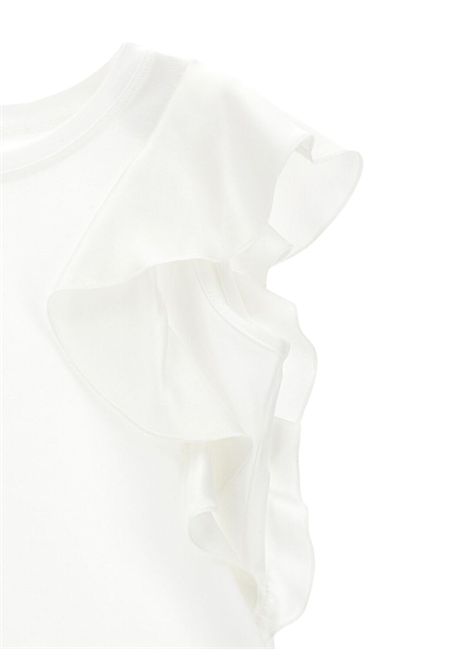 White cotton T-shirt for girls Monnalisa | 17E6015202/ANBIANCO